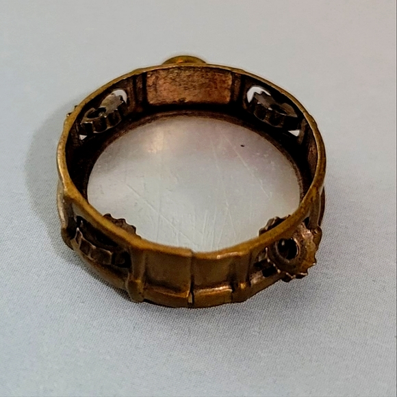 Antique 1800s Mother of Pearl Tambourine Pendant w/Moving Parts. ¾" - Picture 5 of 10